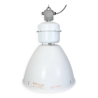 Large White Enamel Industrial Factory Lamp from Elektrosvit, 1990s