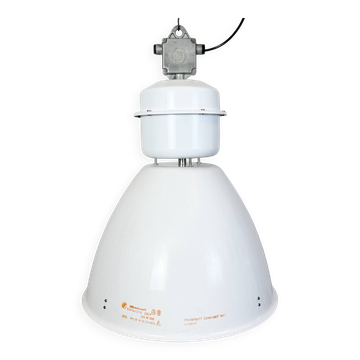 Grand lampadaire industriel en émail blanc d'Elektrosvit, années 1990.