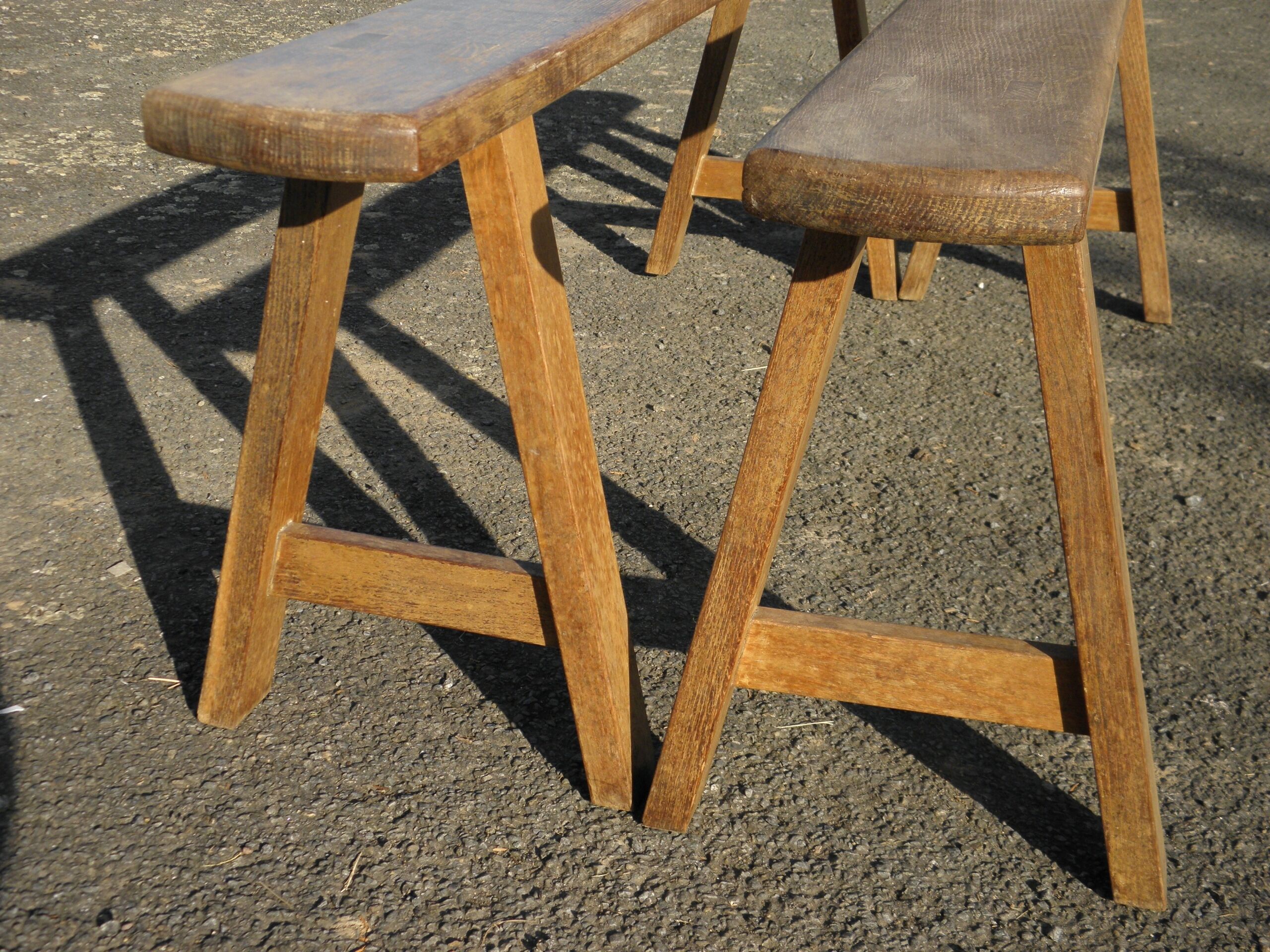 Pair of oak farmhouse benches 150 cm