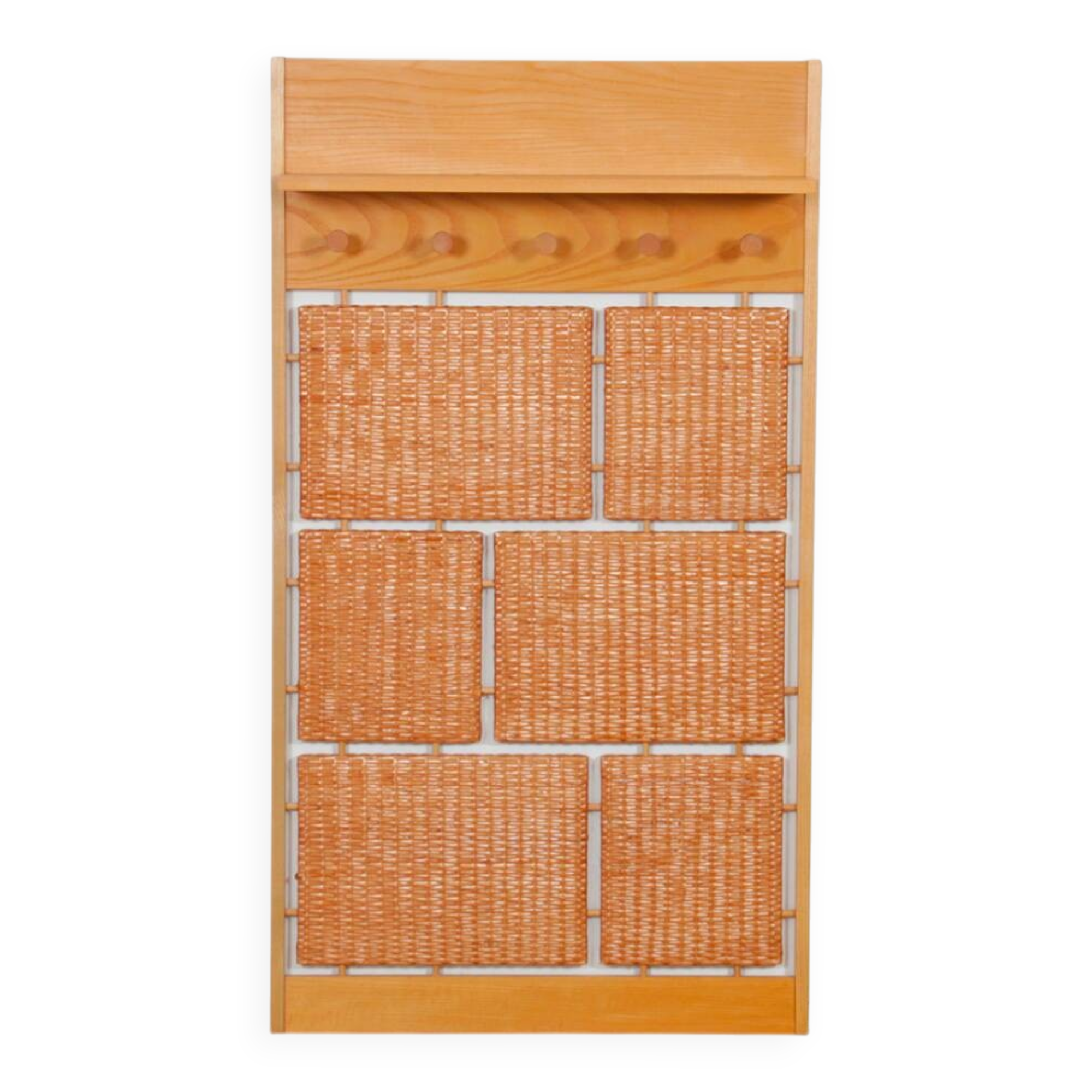 Rattan coat rack produced by Uluv in the 1960s