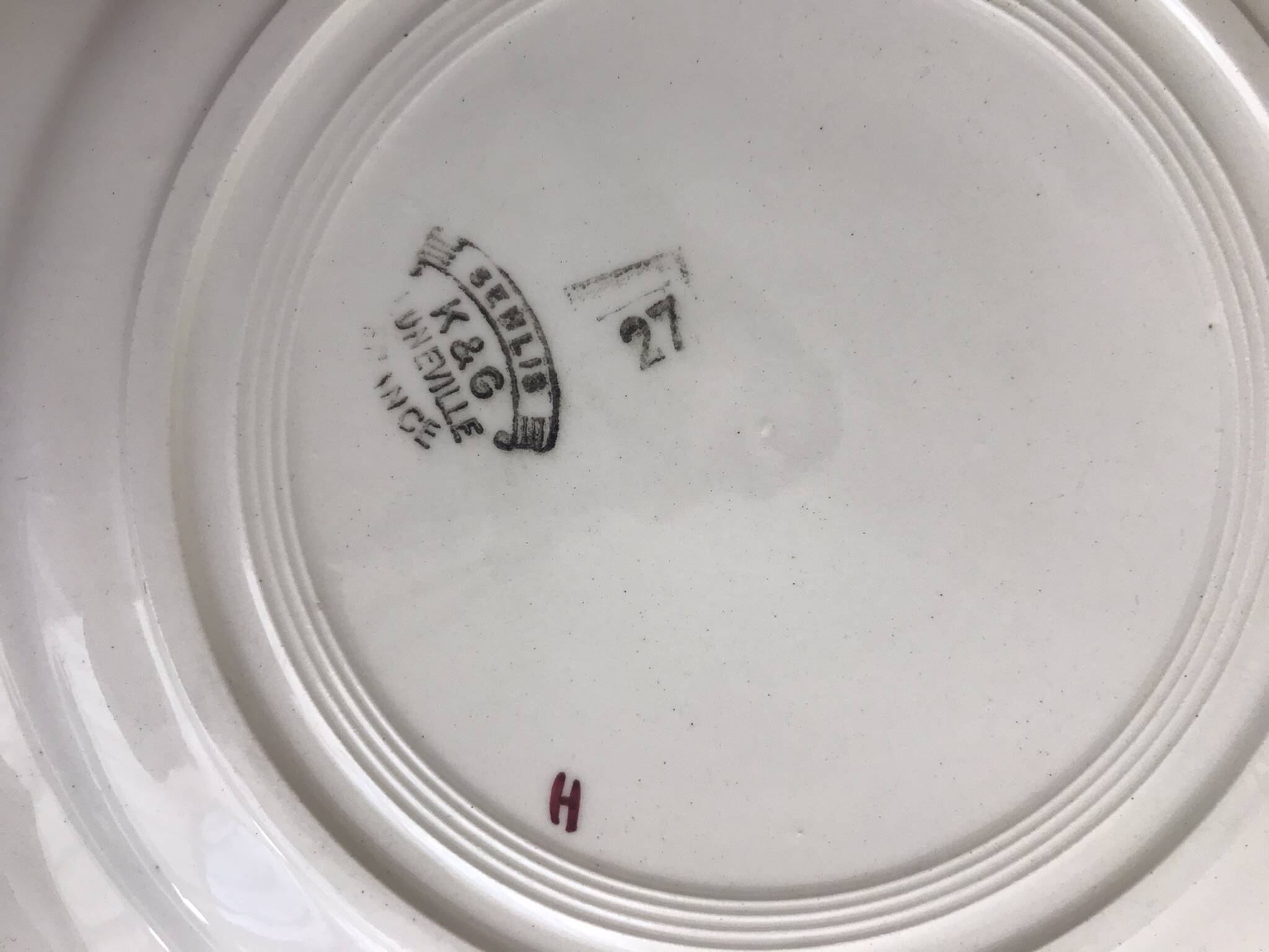 Set of 6 flat plates Luneville model Senlis