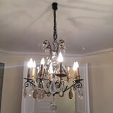 Old wrought iron chandelier with grapevines XIX