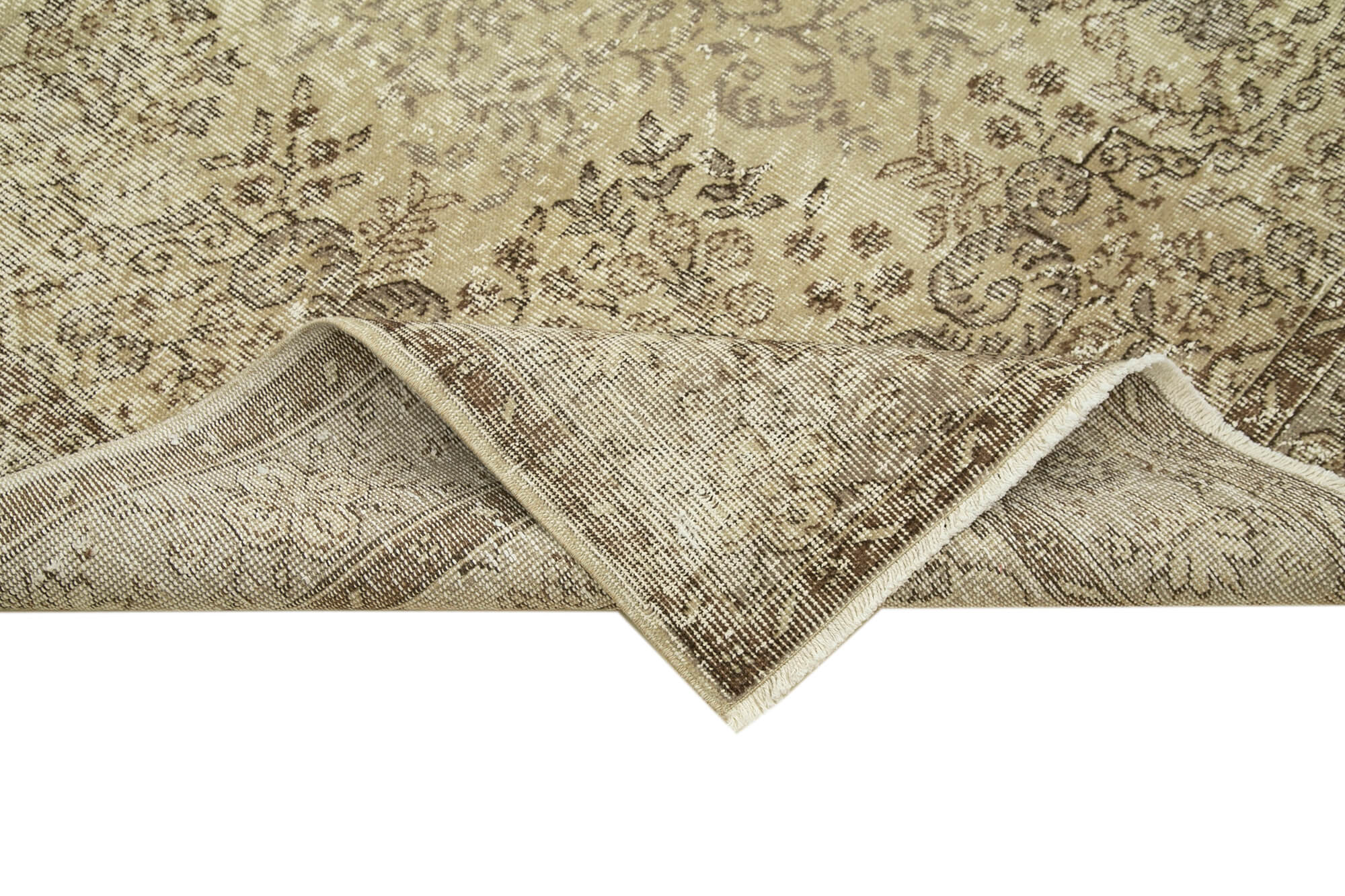 Handmade unique oriental beige rug 202 cm x 313 cm