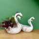 Pair of vintage cache pots - Ceramic swans