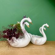 Pair of vintage cache pots - Ceramic swans