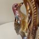 Kitsch Vase "Tree Trunk with Green Woodpecker" - Pink Iridescent Ceramic