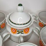 11 cups coffee and sugar pot décor lotus orange 70s