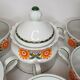 11 cups coffee and sugar pot décor lotus orange 70s