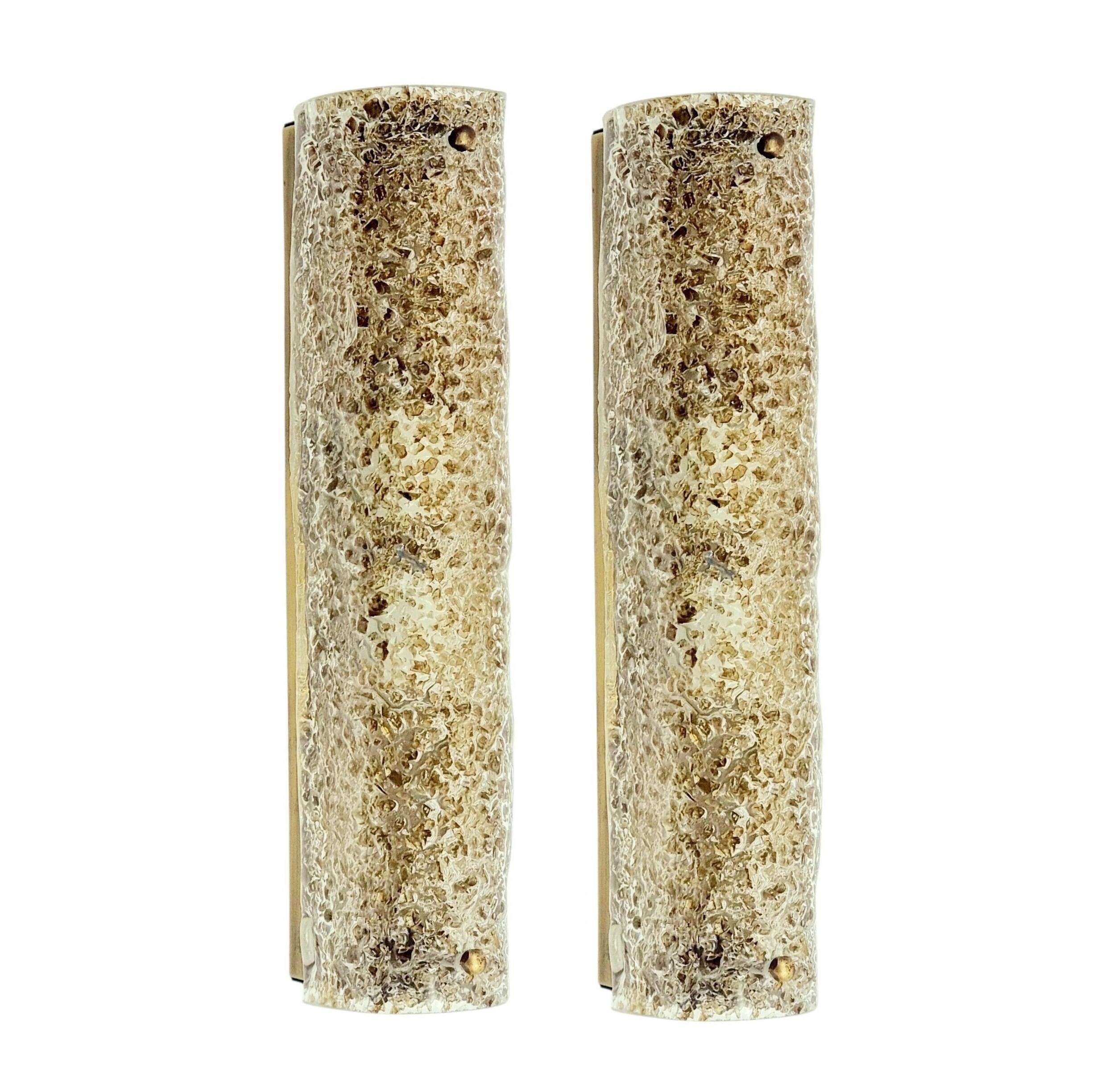 Pair of Mid-Century Tubular Murano Glass Wall Lights from Hillebrand, 1970s