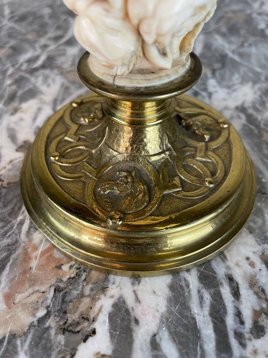 Cup in gilded bronze and ivory