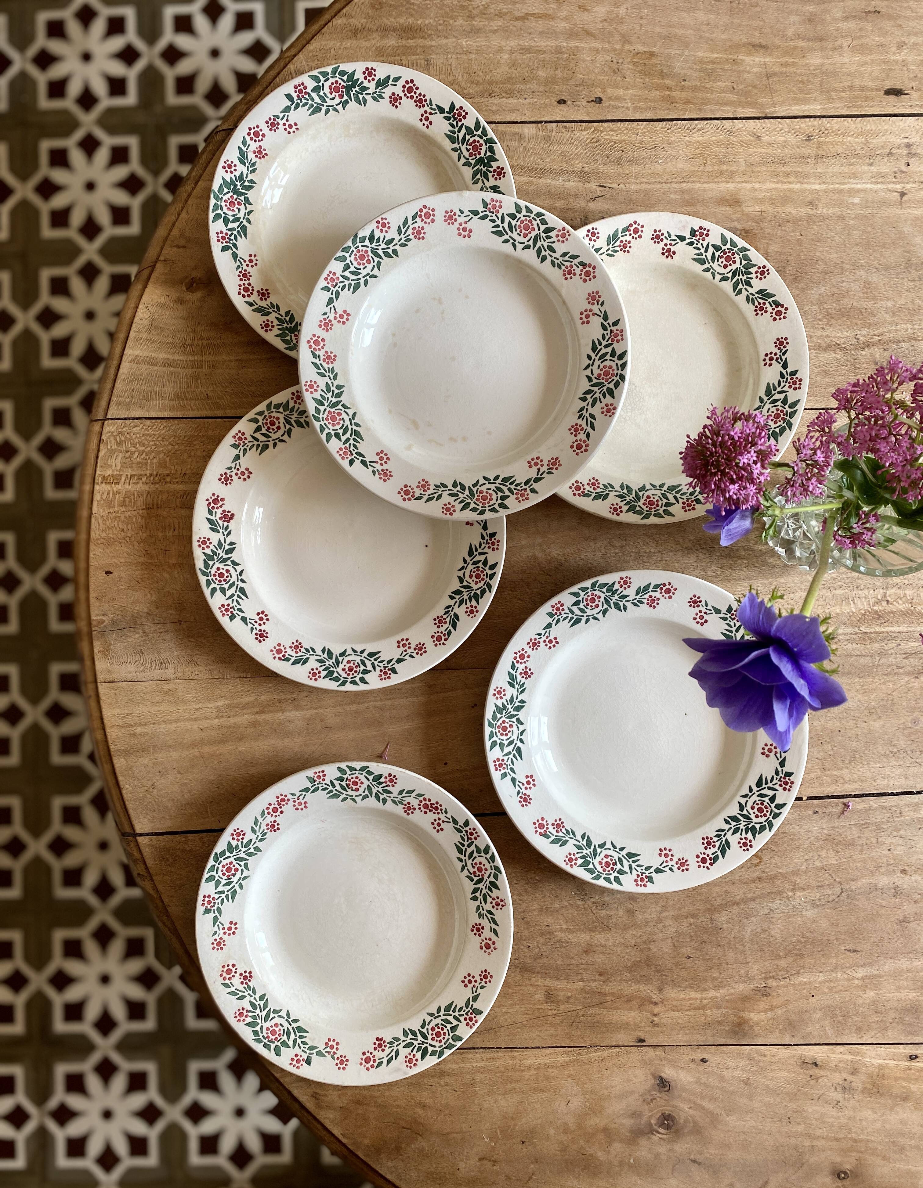Set of 6 vintage hollow plates model Cécile de HBCM (LOT 2)