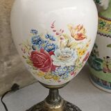 Pair of table lamps transparent lampshades flower pattern