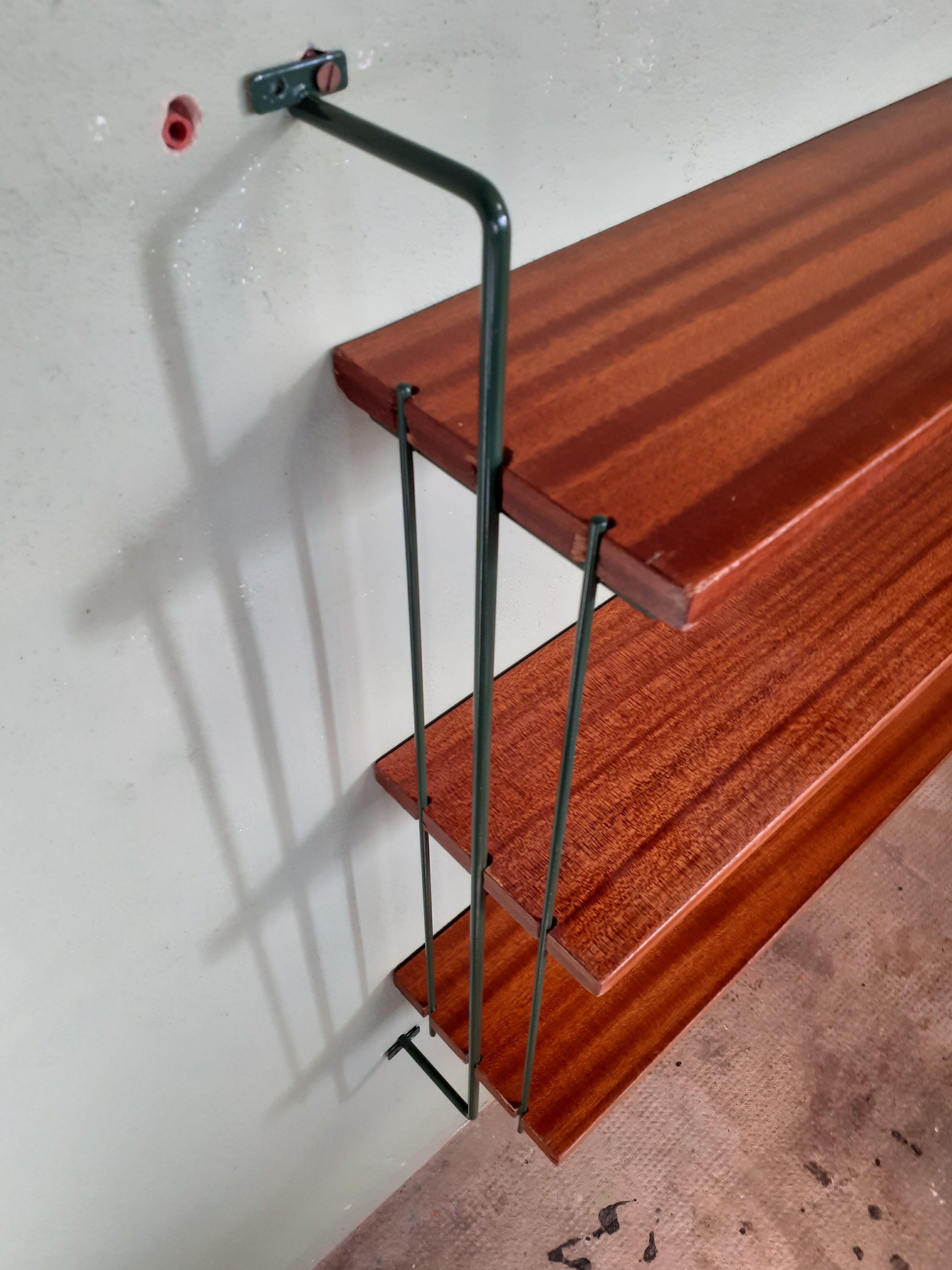 Wall shelf, khaki green and teak
