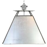 Large Silver Industrial Factory Pebdant Lamp, 1970s