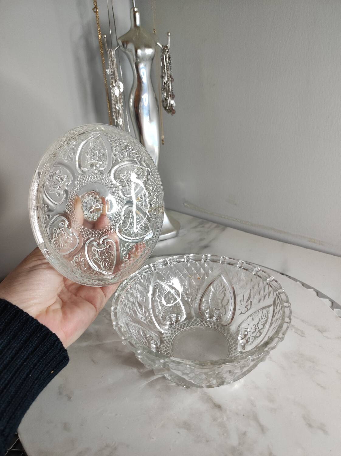 Vintage cut glass candy dish