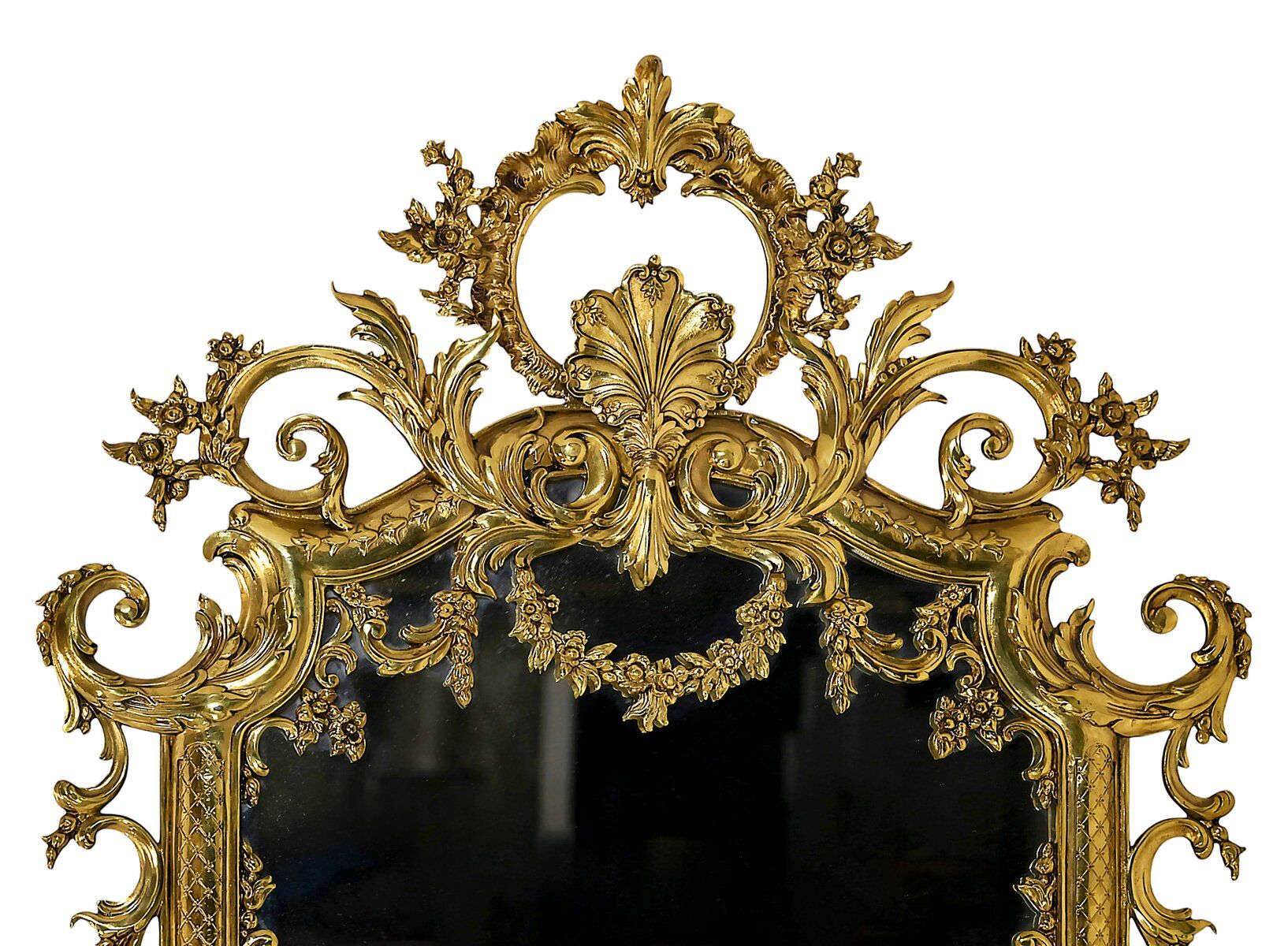 Vintage French brass wall mirror, 1960s