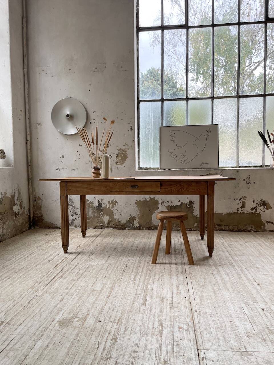 1950s oak butcher's farm table