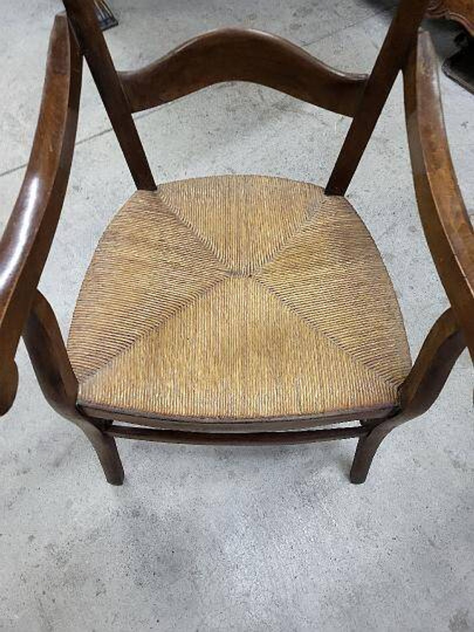 Old 19th century walnut straw armchair n° 2