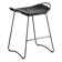 Contemporary sculptural bar stool, smoked black metal and black leather.