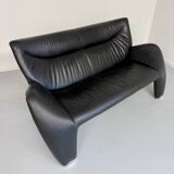 Old 2/3 seater lounge sofa designed by Jan Armgardt for Leolux in black leather