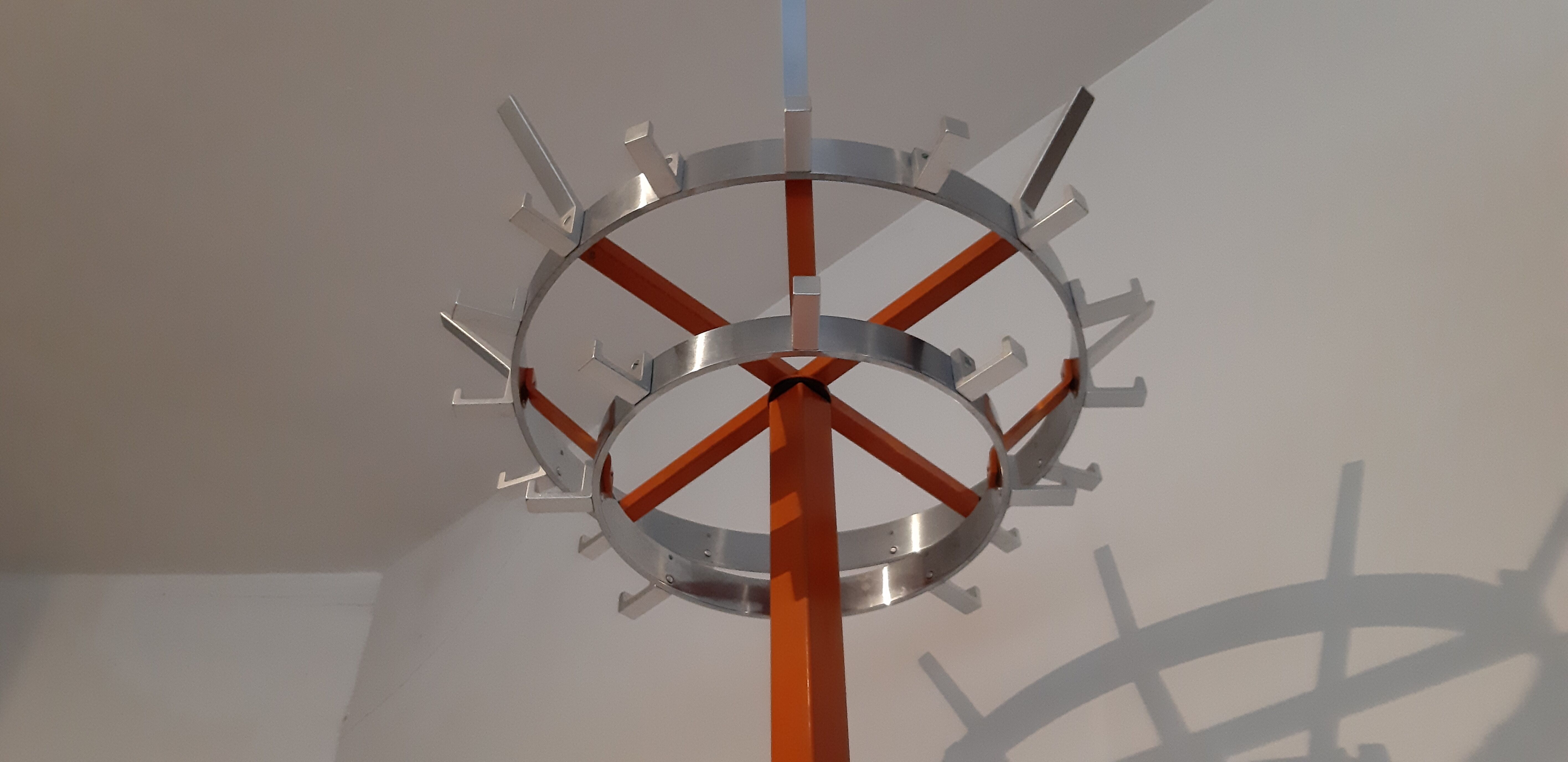 Coat rack vintage wrought iron orange and chrome