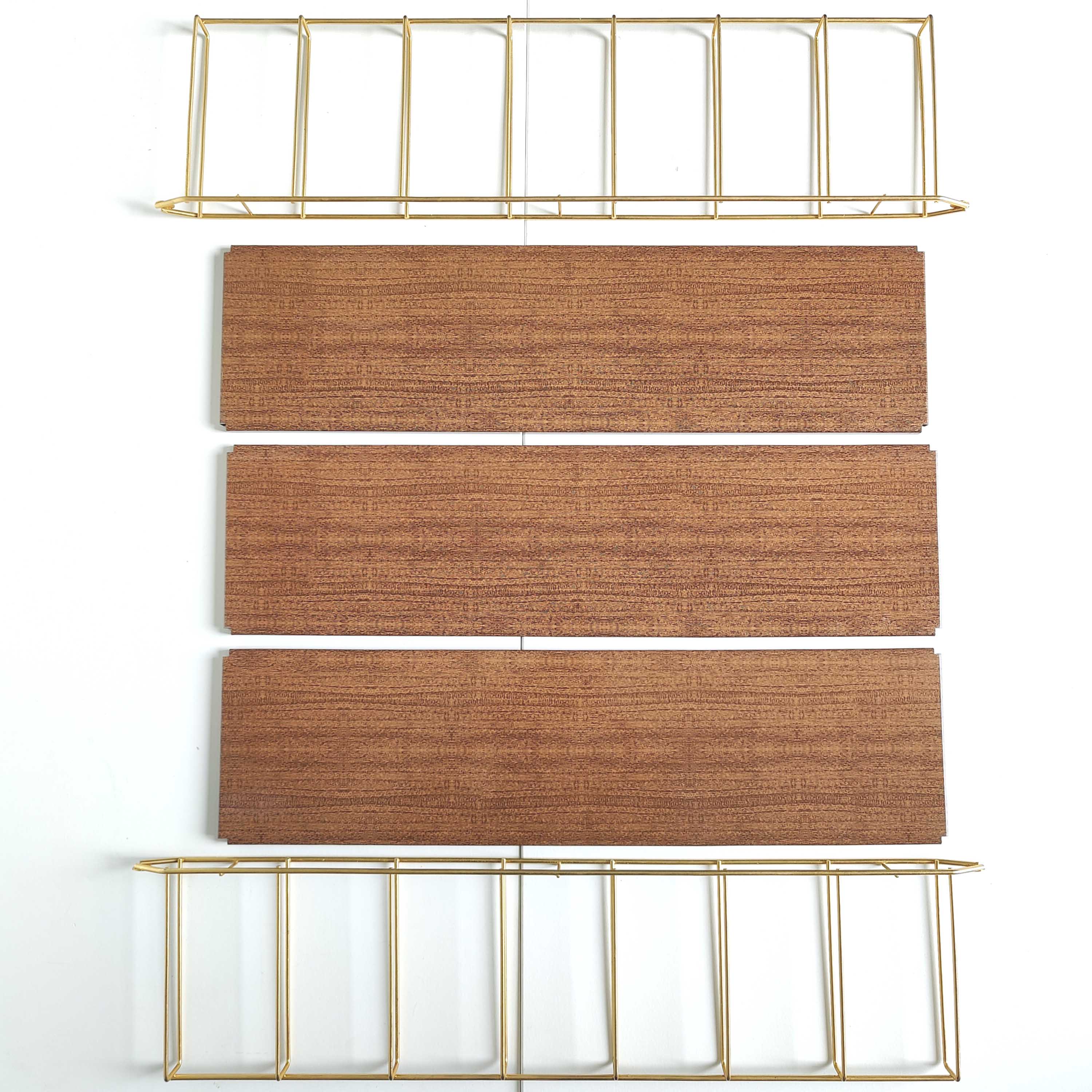Vintage wall shelf gilded metal and wood style