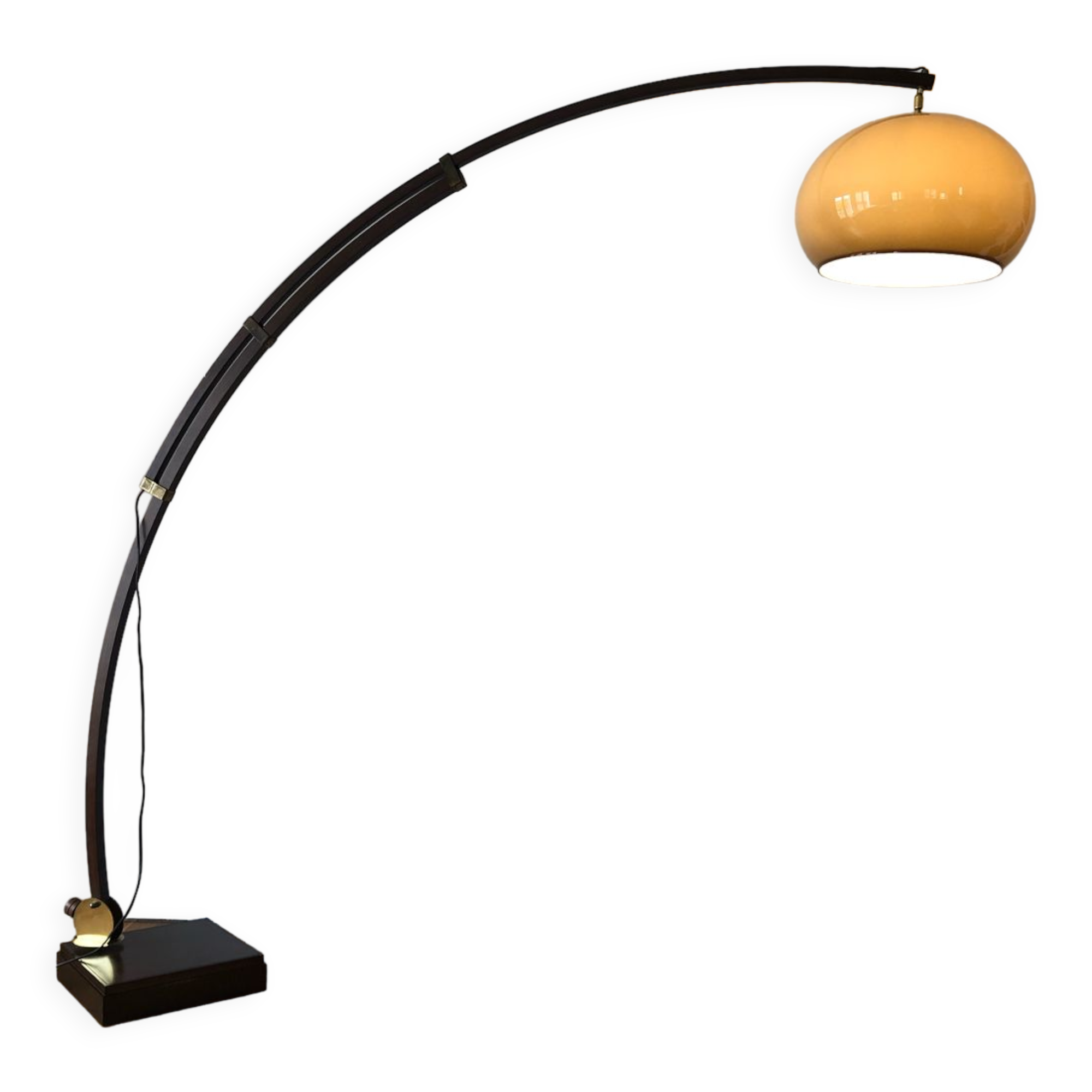 Wooden arc floor lamp circa 1970