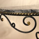 Wrought iron and marble wall console