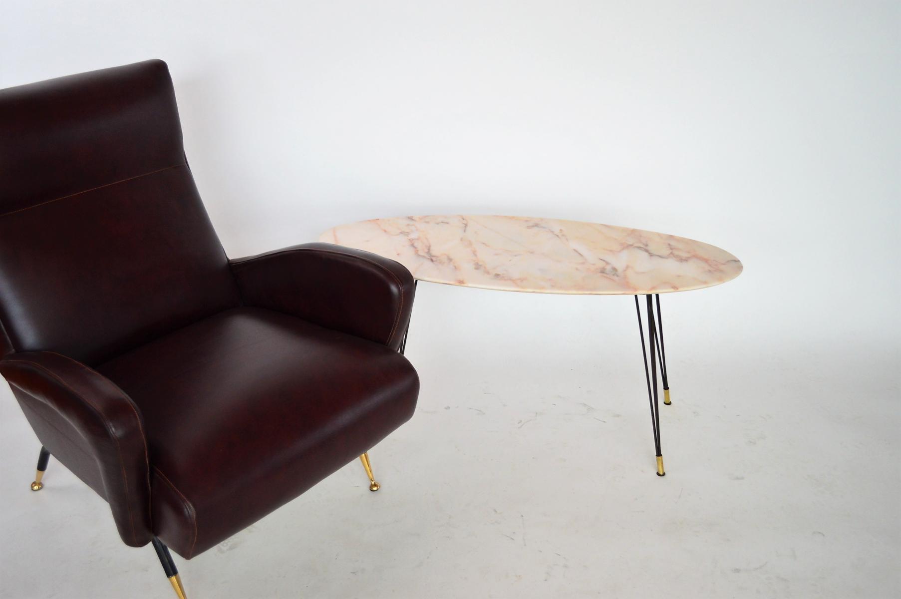 Italy 1950 s oval marble coffee table