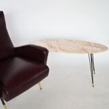 Italy 1950 s oval marble coffee table