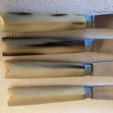 Complete set of 12 stainless steel table knives with Bakelite handles and Art Deco ferrules