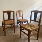 Suite de 6 chaises à corde milieu de siècle 1950