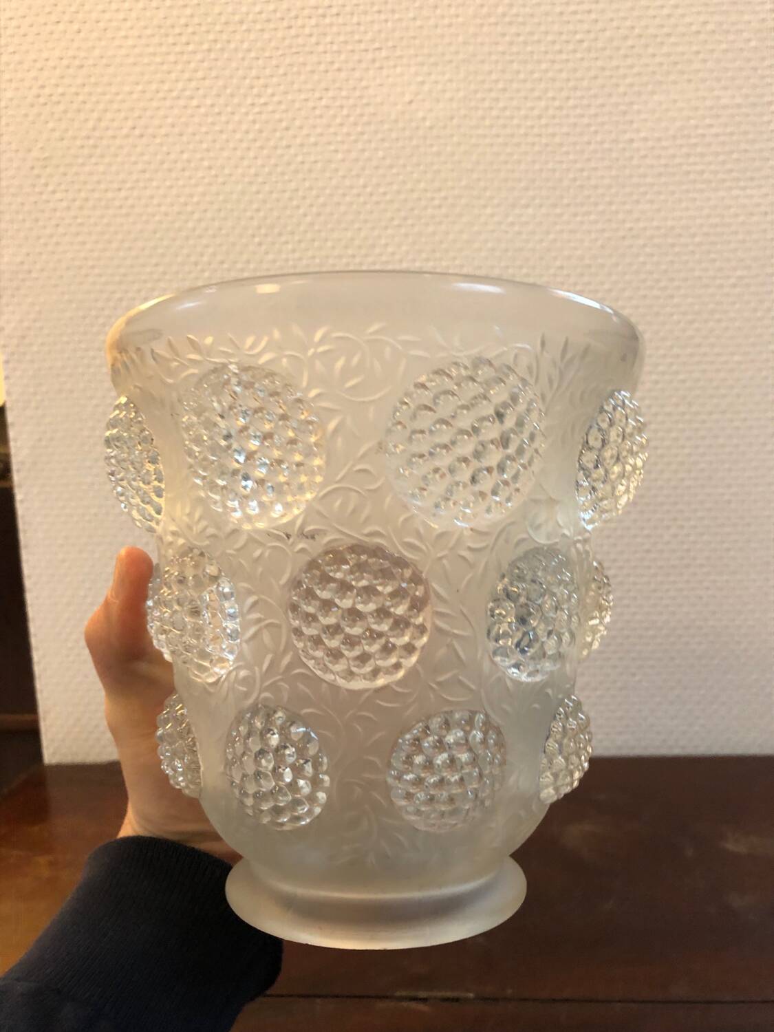 Vintage Verlys glass vase with cabochons