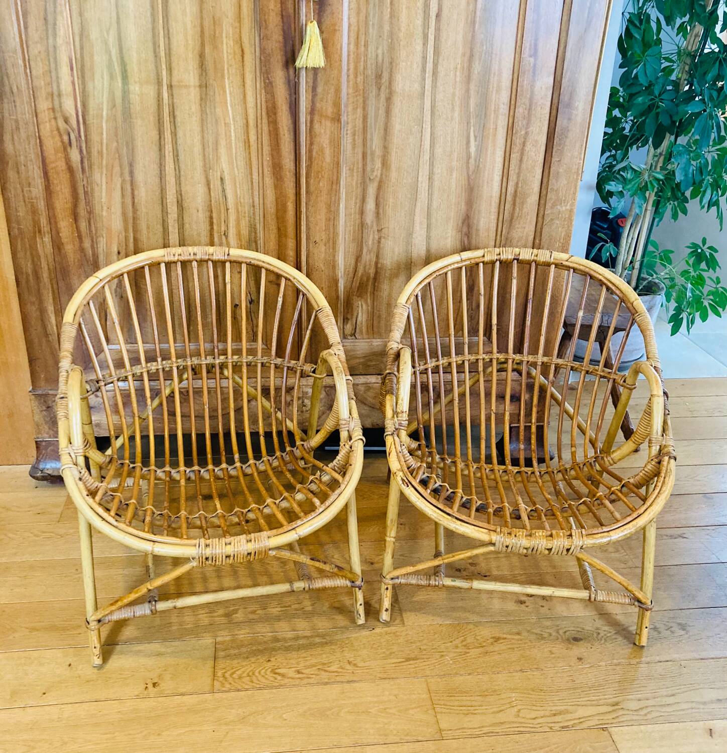 Mid-20th century rattan lounge for garden, terrace, veranda, etc.