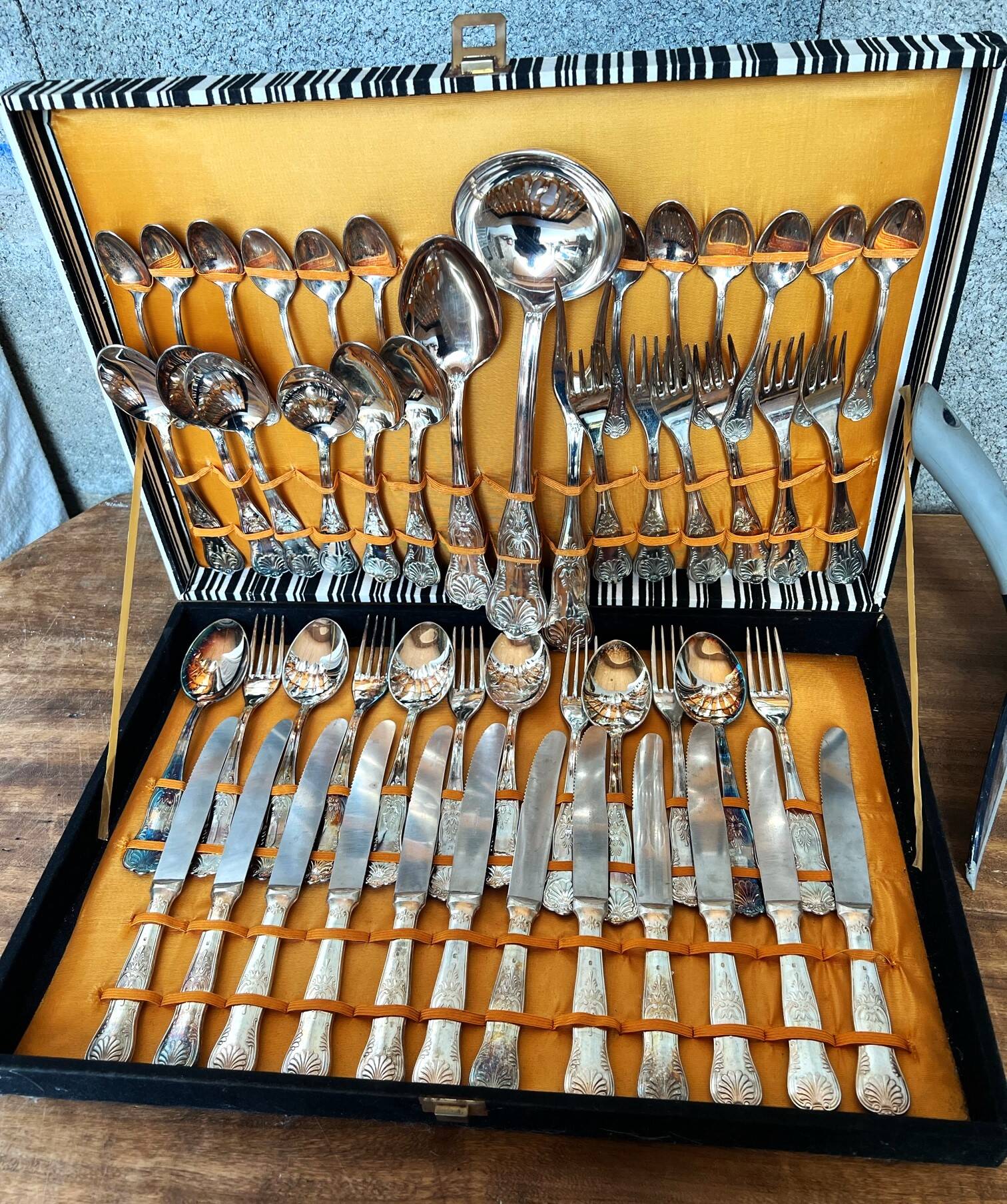 Ancienne Ménagère 49 Pièces Achille Princet En Métal Argenté, 3,1 Kg, Vintage
