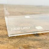 Superb magazine rack in plexiglass and brass by David Lange