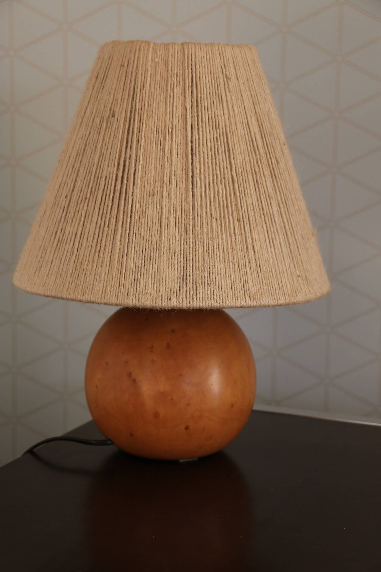 Lampe bois avec abat-jour corde 400mm