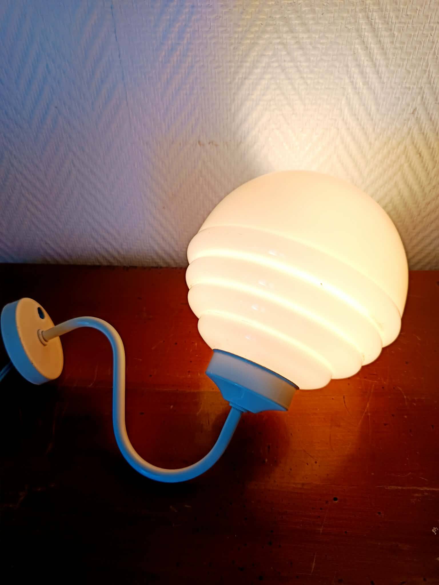 Art Deco pink glass ball wall light