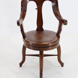 1920s Restored Rare Swivel Barber Beech Chair, Czechoslovakia