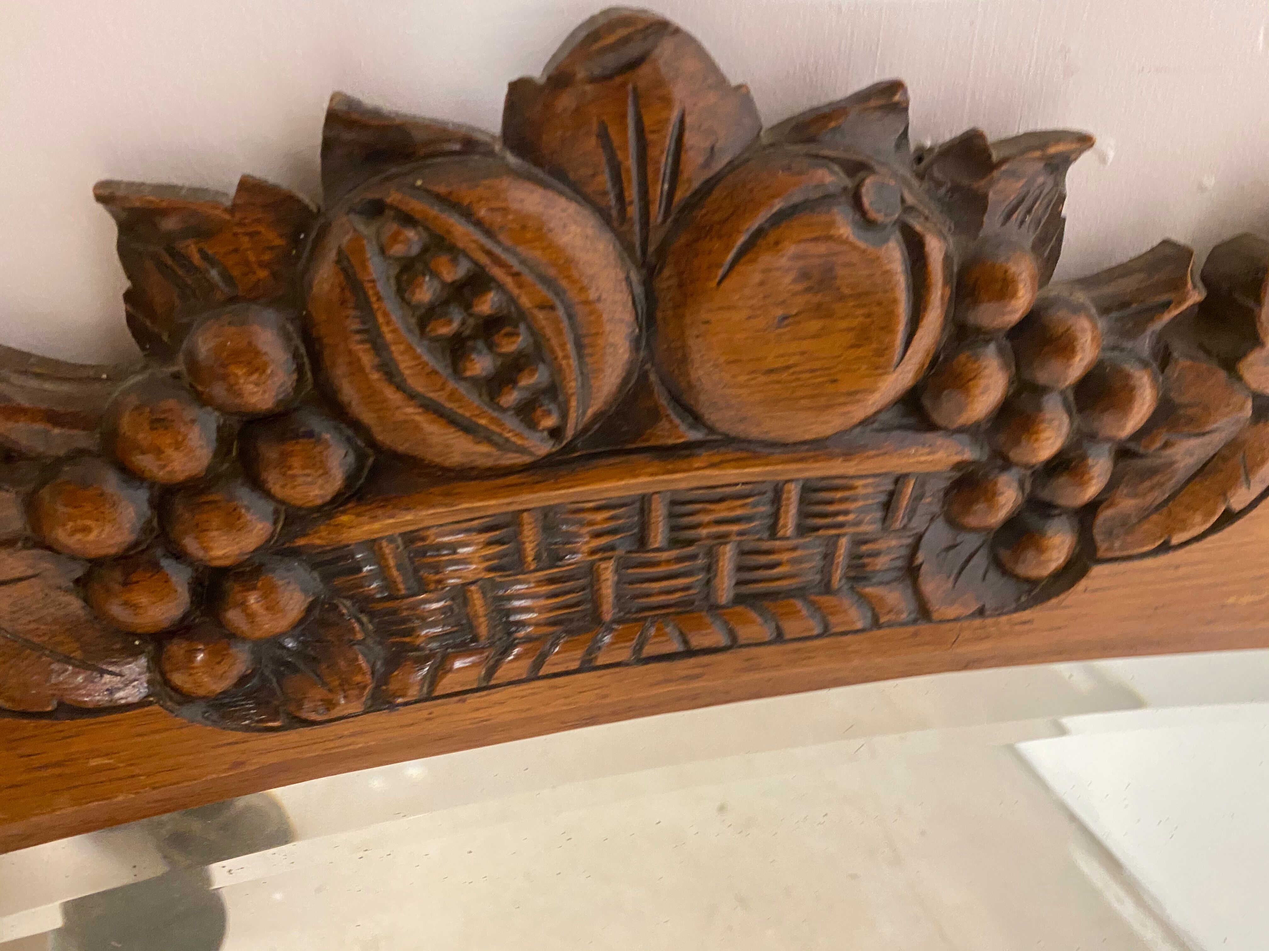 Bevelled mirror frame wooden art deco fruit basket 89x85cm