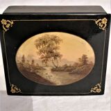 Old box with landscape decoration, School of Fédoskino, Russia