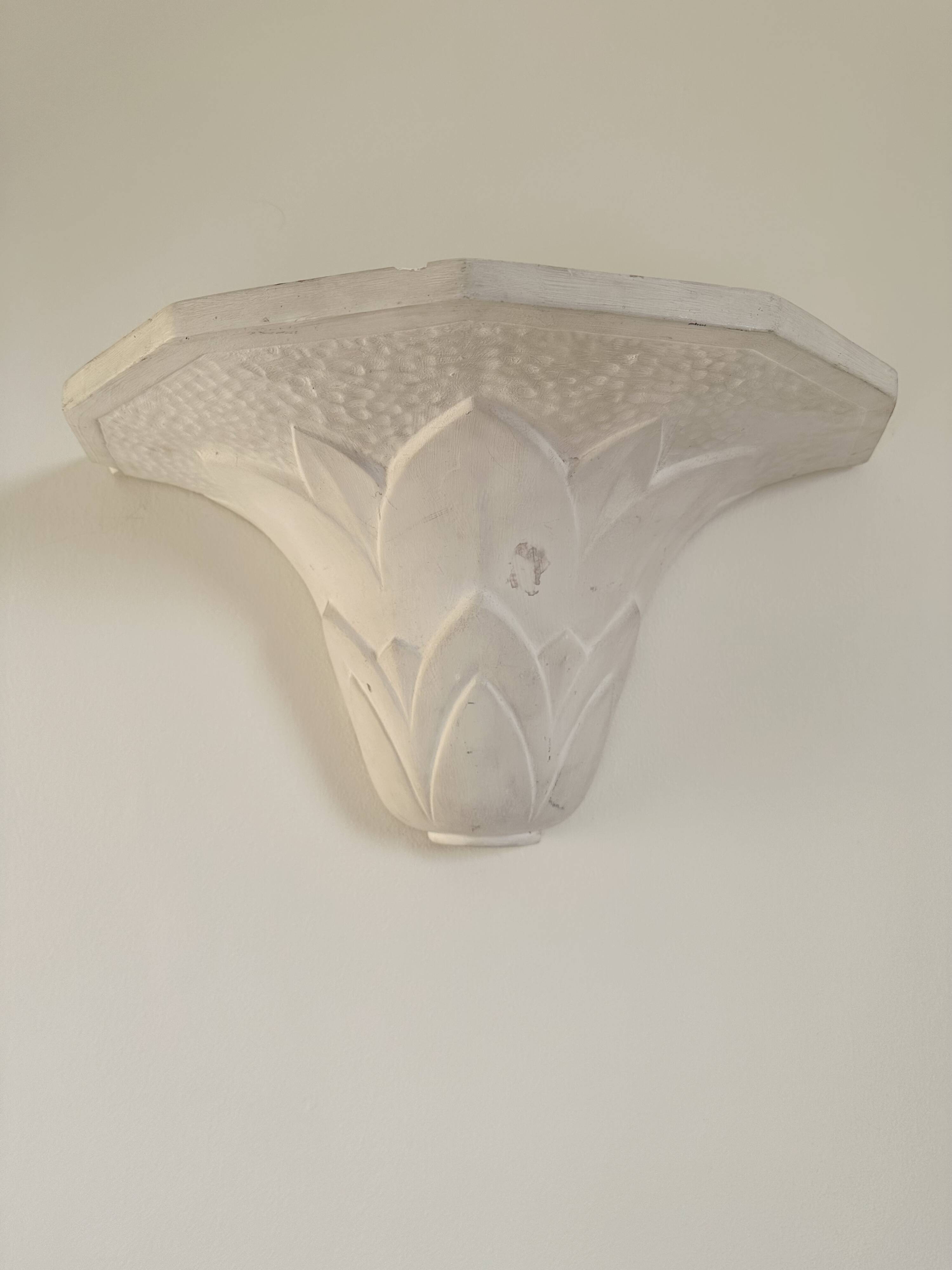 Pair of plaster wall sconces, palmette decoration, 20th century