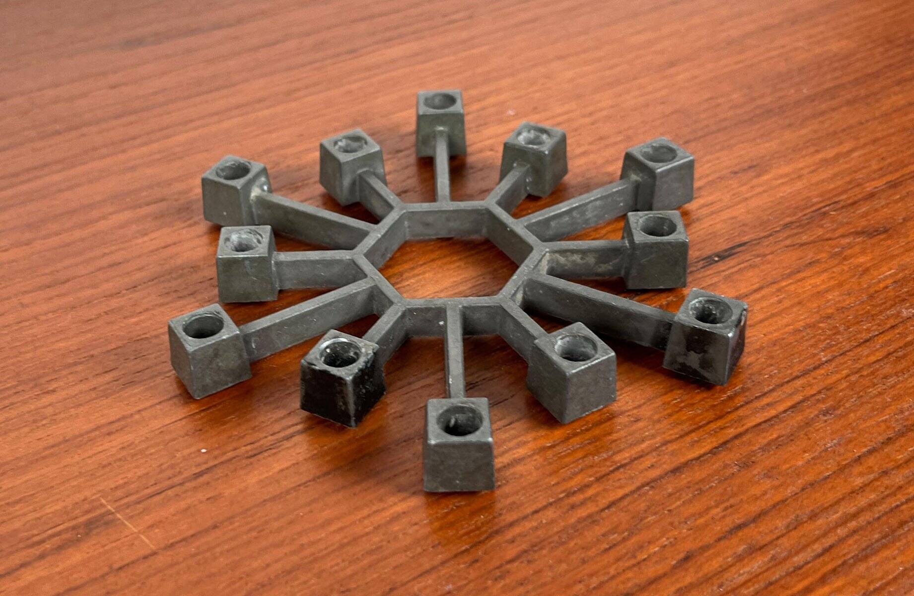 Brutalist Danish candlestick in cast iron from the mid-century by Jens H. Quistgaard for Paro, 1960s.