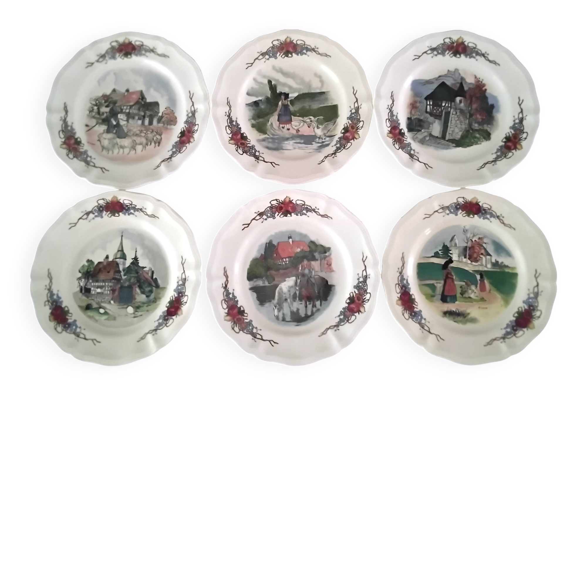 6 Sarreguemines earthenware dessert plates Model Obernai
