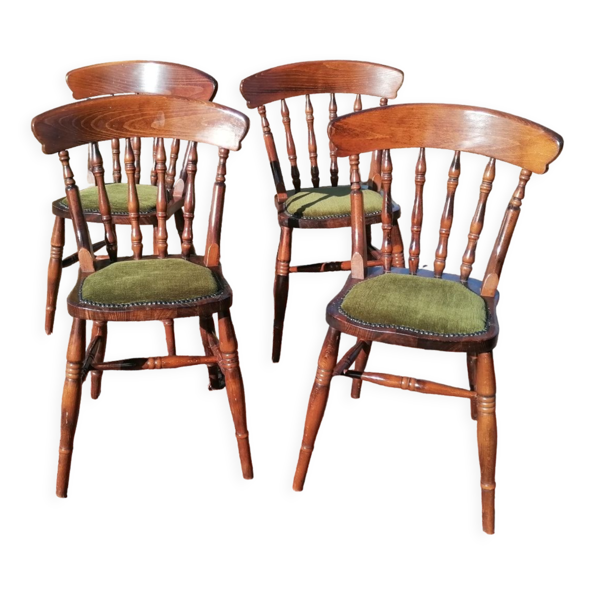 Set of 4 vintage reupholstered English country seat ltd bistro chairs