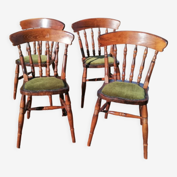 Set of 4 reupholstered english bistro chairs country seat ltd vintage
