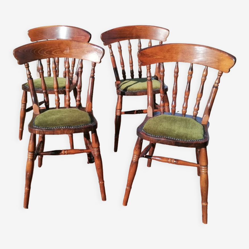 Lot de 4 chaises bistrot anglais country seat ltd. vintage retapissées |  Selency