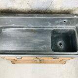 Ancien meuble vasque evier bois zinc 19ème