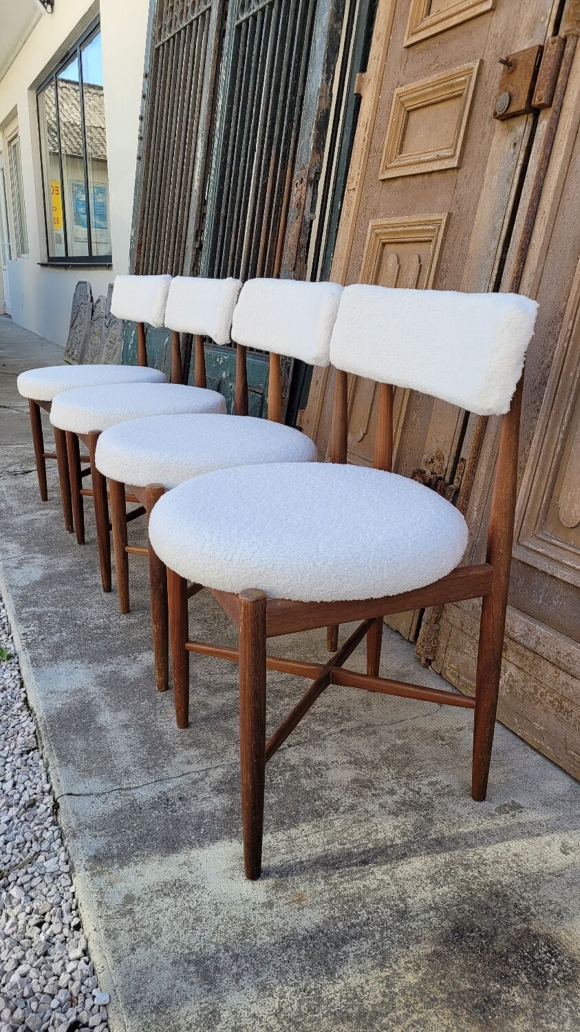 Series of 4 design Scandinavian teak chairs
