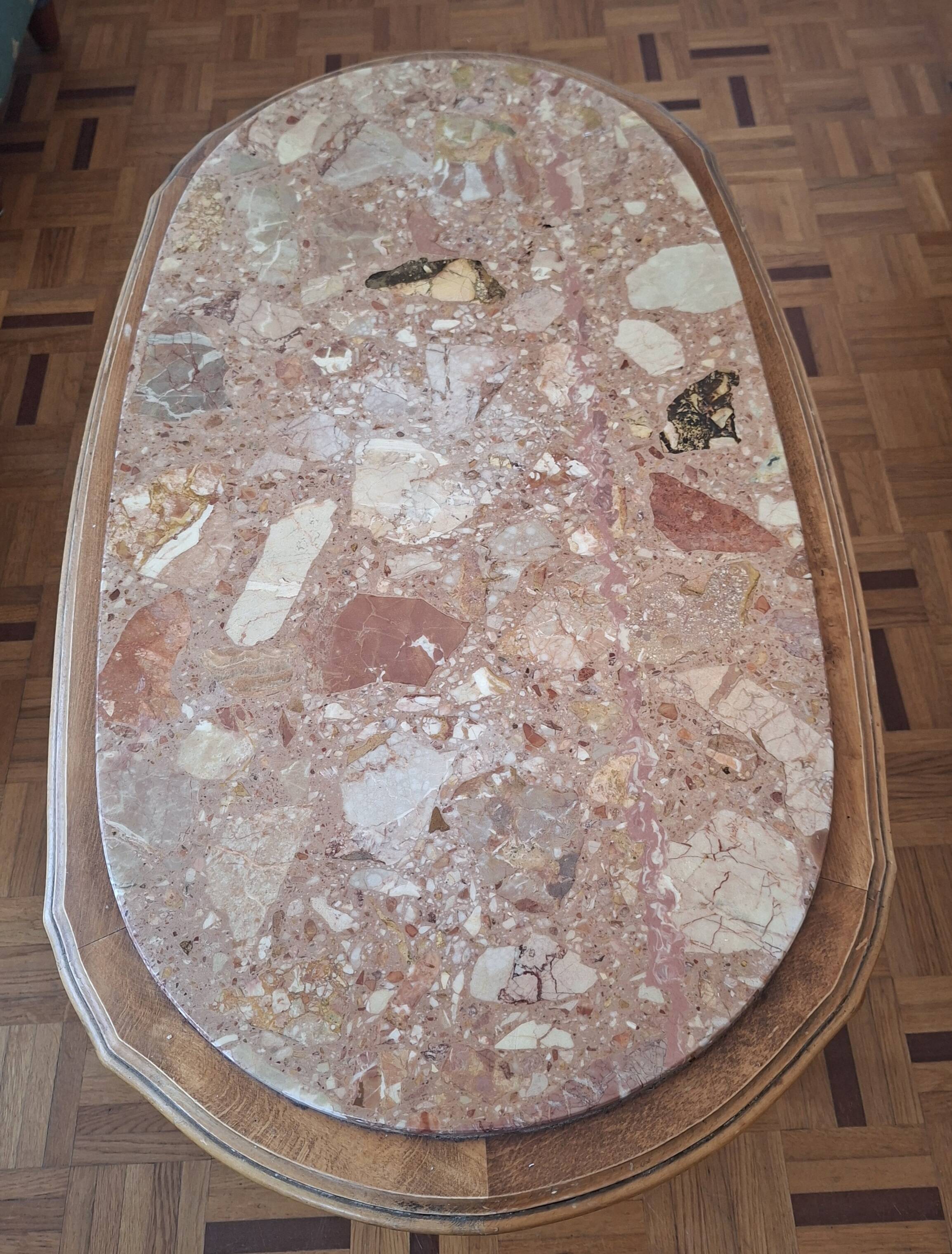 coffee table with a pink marble top